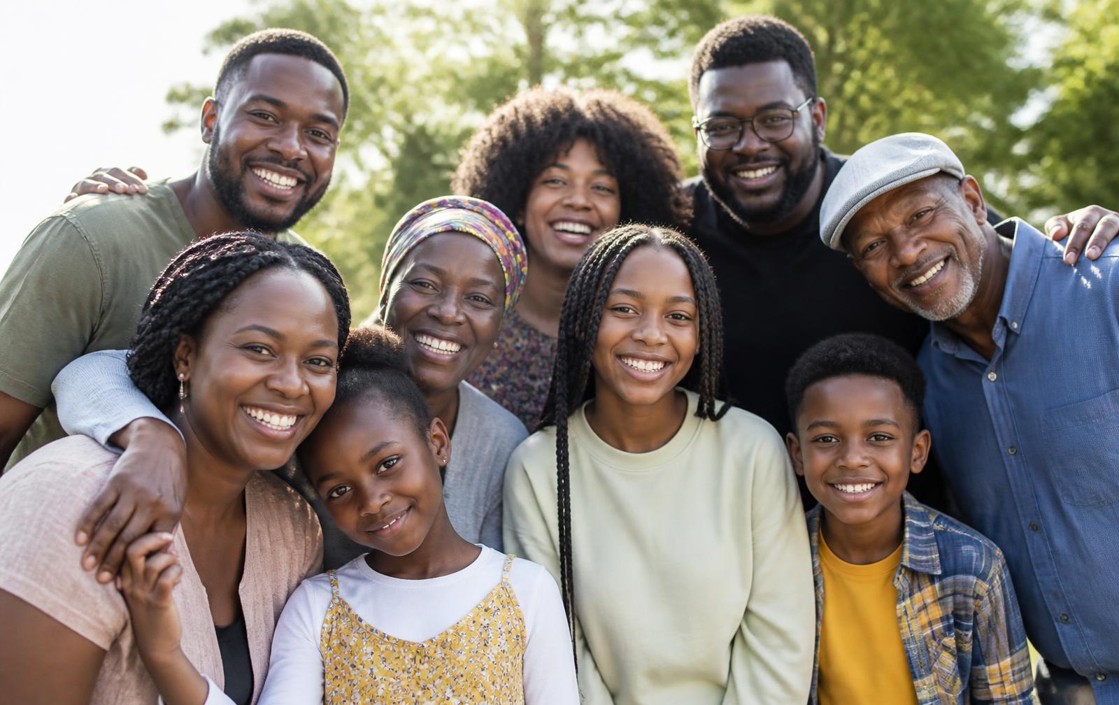 Smiling multi-generational family supported by Together For All CIC
